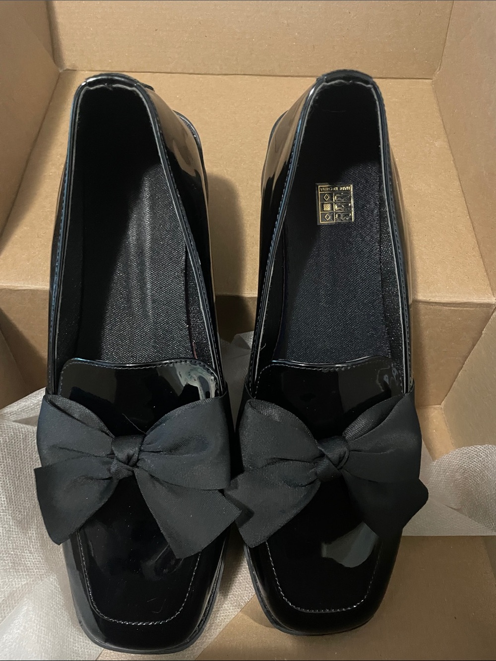 Patent Black Bow Slip-On Loafer